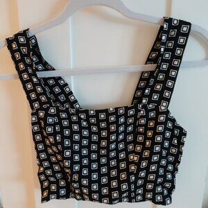 Reformation Square Neckline Plaid Print Crop Top